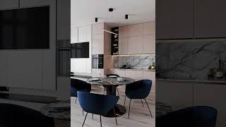 Modern Kitchen & Dining Room Interior | Luxury Home Design Stock Video 4K
