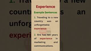 Experience #english #englishsentences