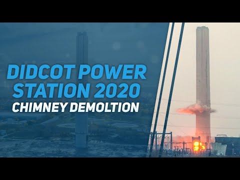 Didcot Power Station Chimney Demolition Close Up! During Storm Ciara 2020