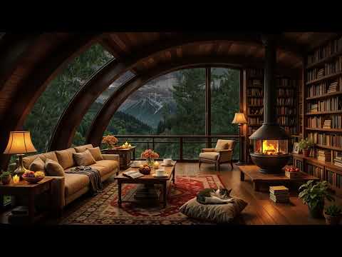 Rain Jazz at Cozy Room - Soothing Jazz Instrumental Music & Crackling Fireplace for Relaxtion