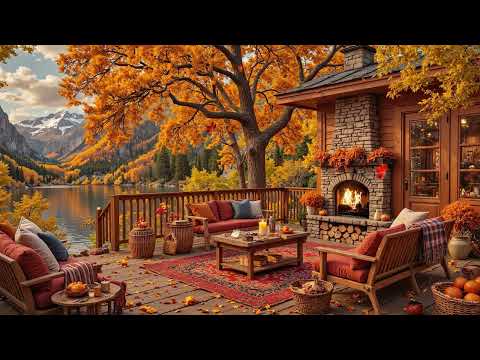 Cozy Fall Porch Ambience with Smooth Jazz Instrumental Music 🍂 Jazz Relaxing Music for Work, Study