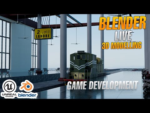 Blender 3d Modelling of Train Station  Game Development Using Unreal Engine  /Live Stream