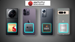 Snapdragon 8 Plus Gen 1 Vs Apple A16 Bionic Vs Dimensity 9000 Plus Vs Google Tensor G2 | Antutu