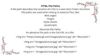 HTML File Paths   HTML - The Head Element