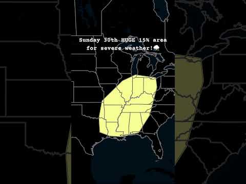 HUGE 15% risk for severe thunderstorms Sunday march 30th! #weather #tornado #spc