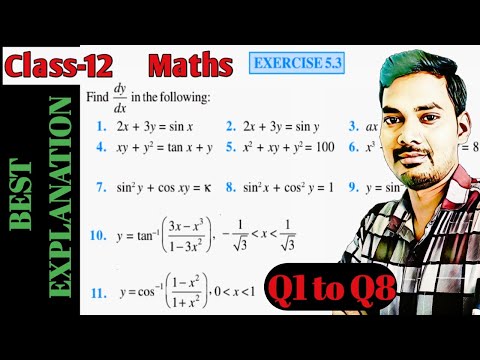 Class-12 Maths ch-5 continuity and differentiability|Exercise-5.3 Q1 to Q8 solution|#class12mathsch5