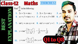 Class-12 Maths ch-5 continuity and differentiability|Exercise-5.3 Q1 to Q8 solution|#class12mathsch5
