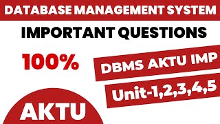 Database Management system important questions aktu || DBMS imp Aktu