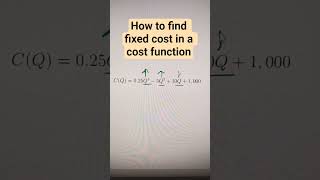 How to find fixed cost in a cost function #fixedcost #costofproduction