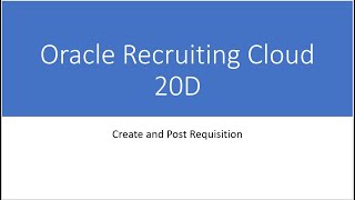 Oracle Recruiting Cloud 20D