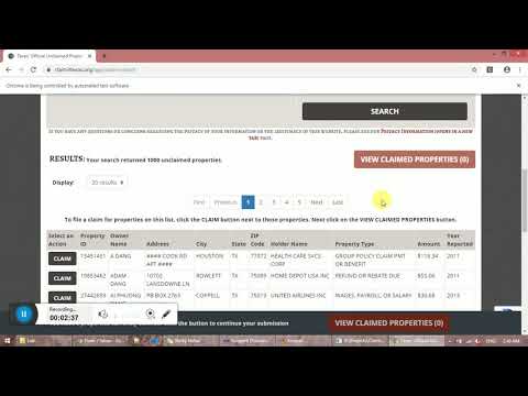 bot scraps information from claimittexas.com and save it excel file