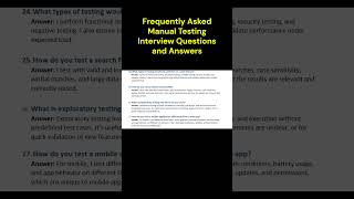 Frequently Asked Manual Testing Interview Questions and Answers