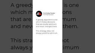 A greedy algorithm is one which makes decisions that are locally optimum and never changes them. ...