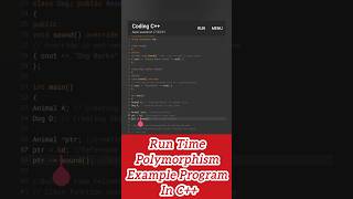Run Time Polymorphism Example Program in C++ #runtime #polymorphism #cpp