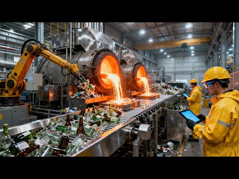 Inside a Massive Glass Recycling Factory : From Used Bottles to New Glass | Full Process