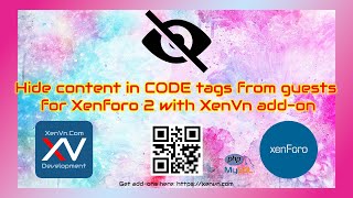 Hide content in CODE tags from guests for Xenforo 2 with XenVn add-on