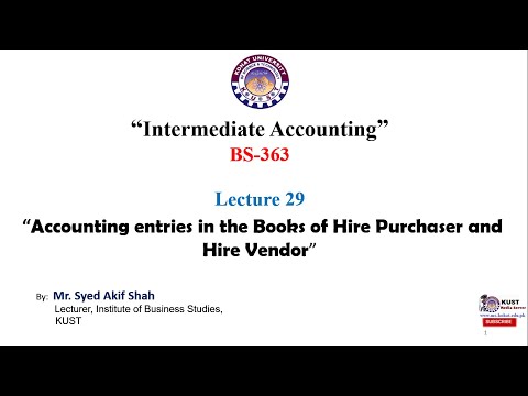 Accounting entries in the Books of Hire Purchaser & Hire Vendor