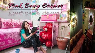 DIY Pink Cozy Corner Makeover |How to Decorate Dull Area in Magical Cozy Corner|Bedroom Corner Decor