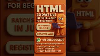 HTML mastery in 30 days:Live bootcamp for Beginners