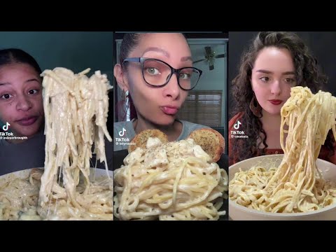 TIKTOK Creamy Alfredo Pasta Mukbang Compilation!