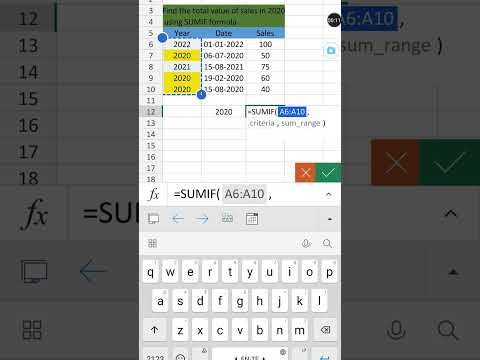 Excel basic SUMIF function Excel basics #excel #shorts #ytshorts #youtubeshorts excel course shorts
