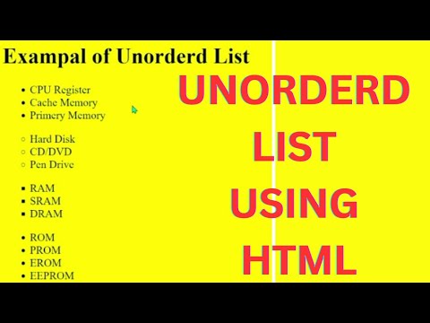 UNORDERD LIST USING HTML | UNORDERD LIST |UNORDED LIST IN HTML |