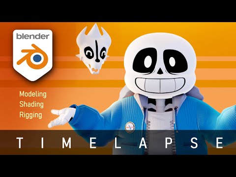 Creating Sans from UNDERTALE in 3D - [Blender Stylized Modeling, Shading and Rigging Timelapse]