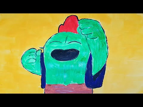 Brawl Stars  SPIKE 🎨| How to Draw | Acrilic Painting  | Relaxing Music