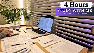 4 HOUR STUDY WITH ME on A RAINY DAY⎢Background noise, 10 min Break, No MUSIC, Study with Merve