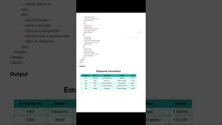 Web program to create a static web page using table tag of html