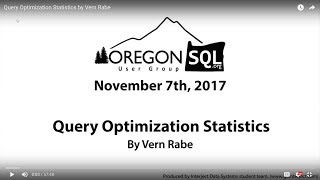 Query Optimization Statistics by Vern Rabe