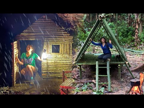 Full video 100 Days Survival in the Jungle, building a Shelter