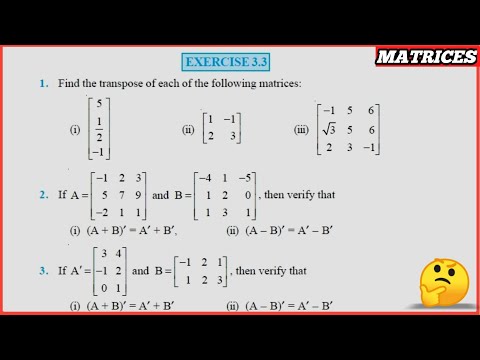 Class 12 Maths Chapter -3 Matrices: Exercise 3.3 (Q-1 to Q.12) solutions