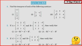 Class 12 Maths Chapter -3 Matrices: Exercise 3.3 (Q-1 to Q.12) solutions