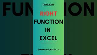 Right Function In Excel ✨✨ #exceltips #exceltricks #excelexperts #exceltutorial #exceladvance #excel