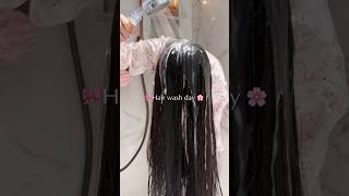 Hair wash day ASMR 🌸🫧💫 #cleangirl #haircare #asmr #shampoo #routines #haircareroutine #hairwash