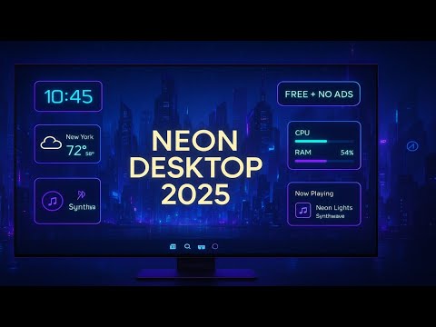 🔥 Futuristic Neon Desktop 2025 Setup with Rainmeter – No Ads, Free & Clean UI for Windows 10/11!