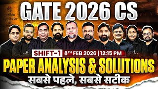 GATE 2026 CSE | Exam Analysis & Detailed Solutions | Computer Science Engineering | 8 Feb Shift 1