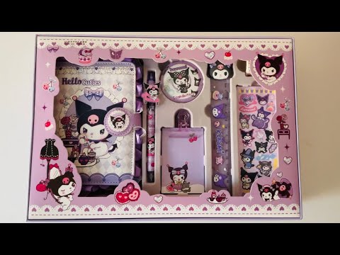 Unboxing The Cutest KUROMI Stationery Set Ever! ASMR no talking✏️📚 #kuromi #stationery 