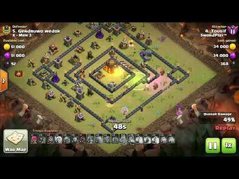 Th10 vs Th10 | SwordPlay War Attacks | Queen Walk + Valks | Featuring Tousif