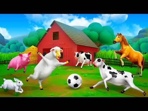 Farm Animals Play Soccer! ⚽ Sheep, Cow, Calf, Horse & Pig Fun Game