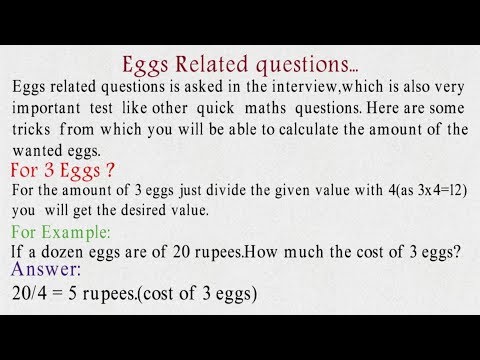 Quick Maths Questions part 3 (Eggs Questions).