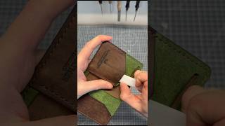 Crafting a mint chocolate leather wallet 🍫 #asmr #leathercraft #leatherwork #leather #craft #crafts