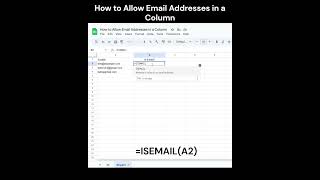 How to Allow Email Addresses in a Column #googlesheets #googlesheetstutorial #shorts  #tutorials