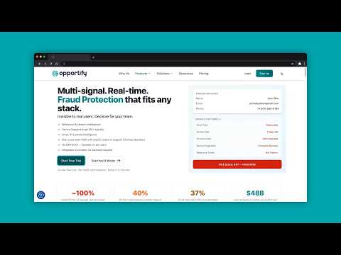 Opportify Fraud Protection Dashboard Overview
