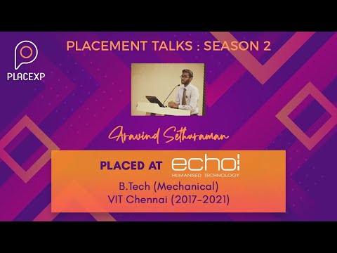 Placed at EcholTech Singapore || Placement talks with Aravind Sethuraman || S02Ep03 ||VITC|| PlaceXP