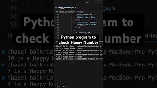 Python program to check Happy Number #python #pythoncoding #pythoninhindi #pythonforbeginners