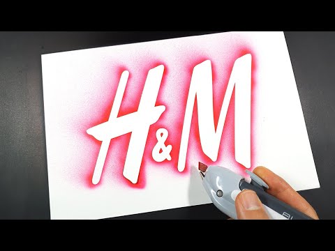 How to draw H&M logo with a stencil | Logo art | Stencil art