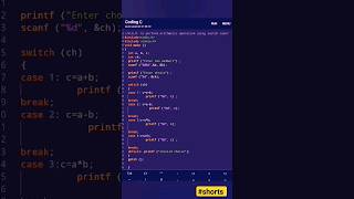 W.A.P. to perform arithmetic operation using switch case? #cpp #coding #clanguage #coding_gyan