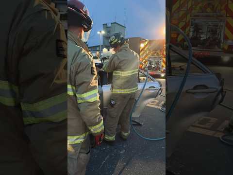 Auto extrication is the process of removing people safely from  a crash. #lifesaving #firetraining